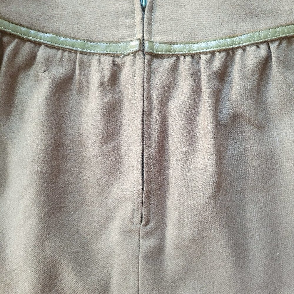 Vintage French Wool Skirt Olive Red Pencil, sz 2 - Picture 12 of 14